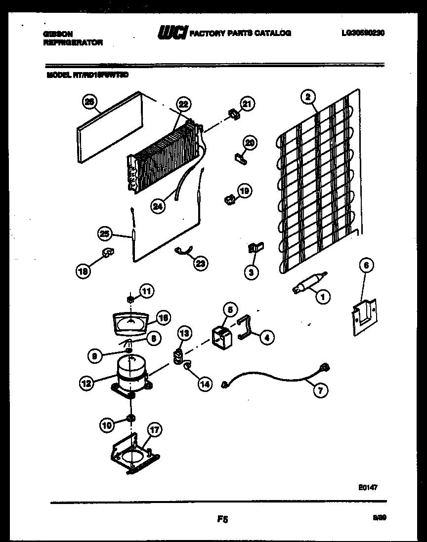 Gibson RT19F9WT3D system and automatic defrost parts diagram