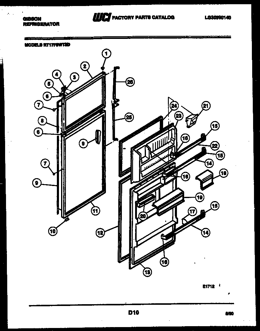 Gibson RT17F9WT3D door parts diagram