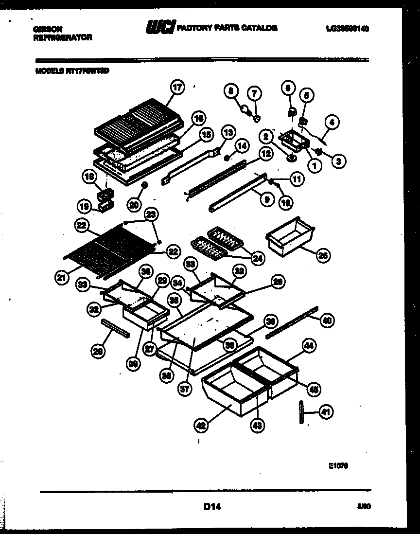 Gibson RT17F9WT3D shelves and supports diagram