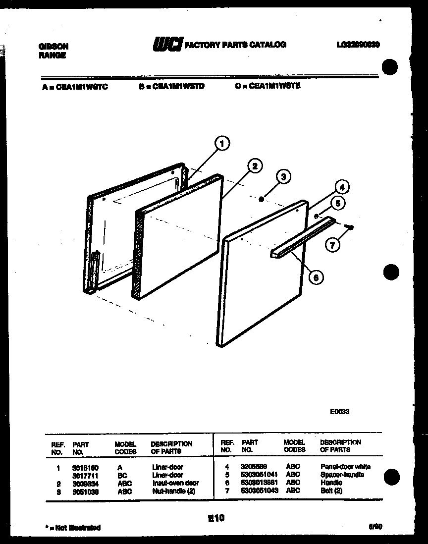 Gibson CEA1M1WSTD door parts diagram