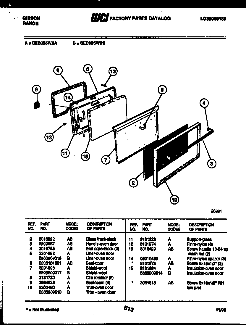 Gibson CEC3S5WXB door parts diagram