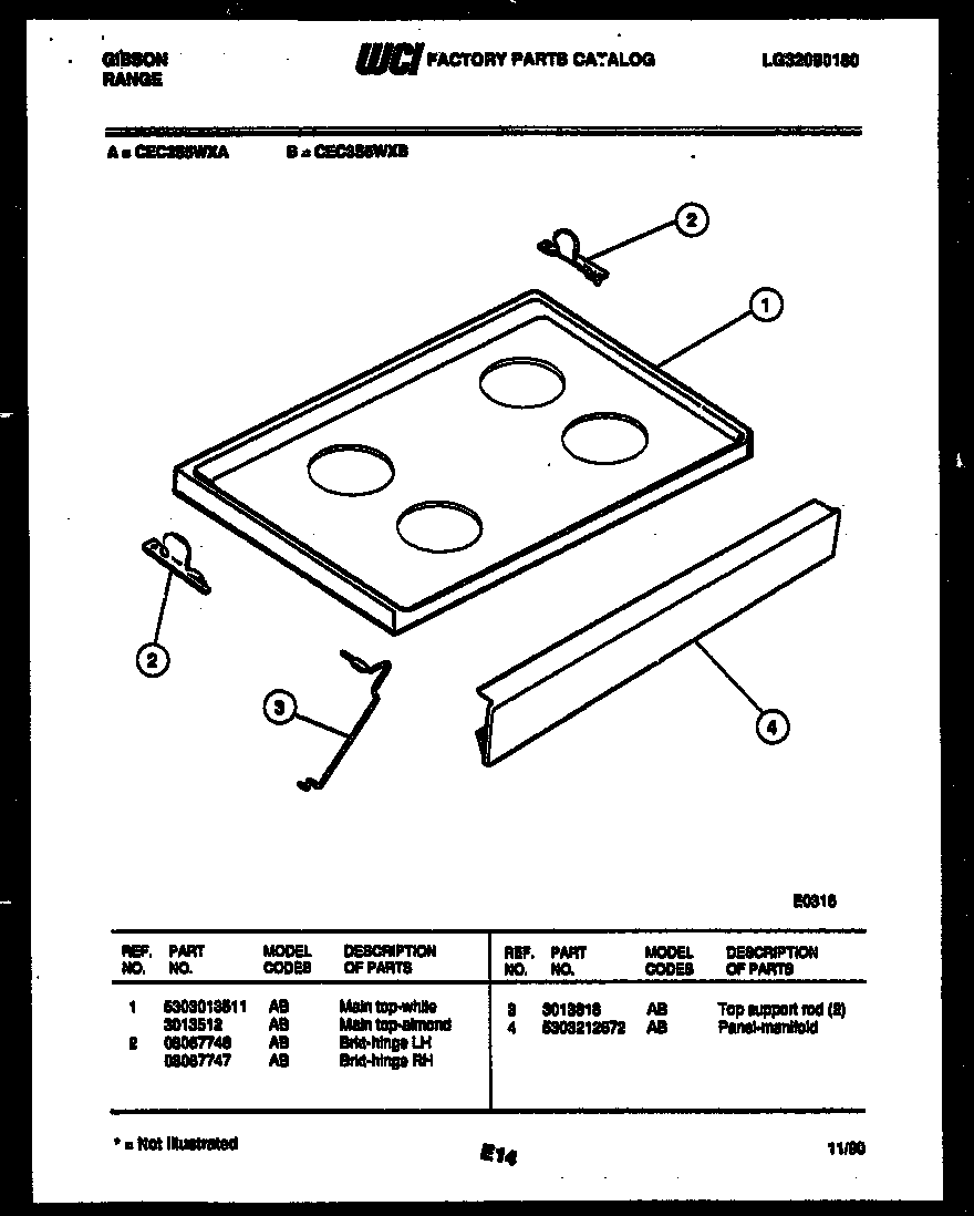 Gibson CEC3S5WXB cooktop parts diagram