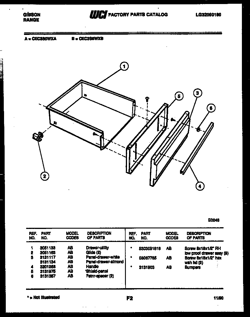 Gibson CEC3S5WXB drawer parts diagram