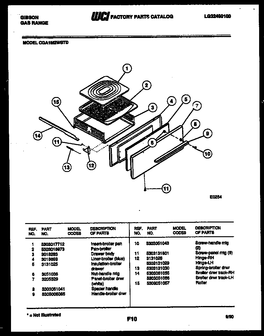 Gibson CGA1M2WSTD broiler drawer parts diagram