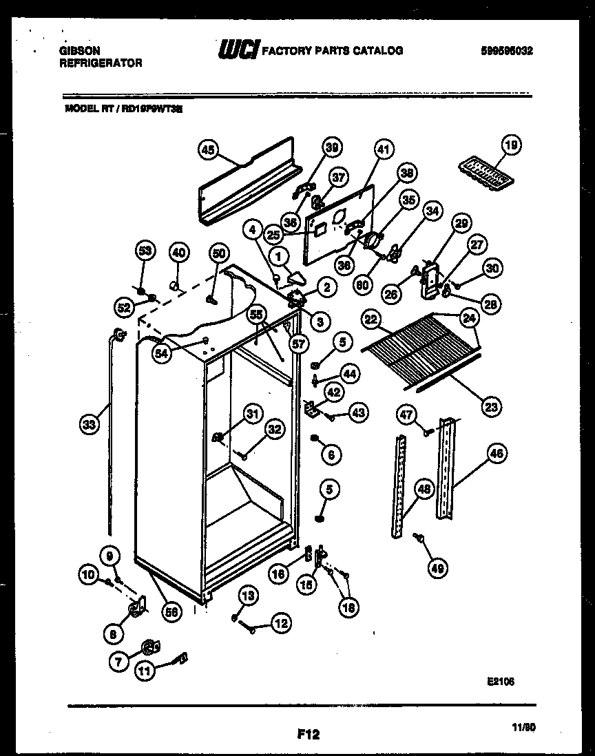 Gibson RD19F9WT3E cabinet parts diagram