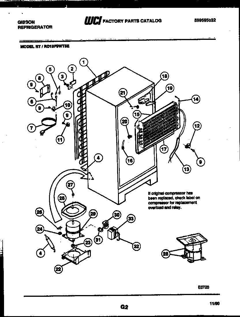 Gibson RD19F9WT3E system and automatic defrost parts diagram