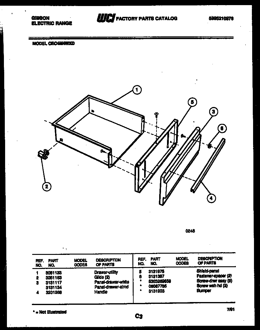 Gibson CEC4M4WXD drawer parts diagram