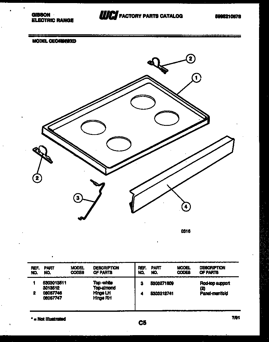 Gibson CEC4M4WXD cooktop parts diagram