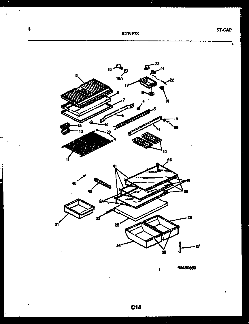 Gibson RT19F7YX3A shelves and supports diagram