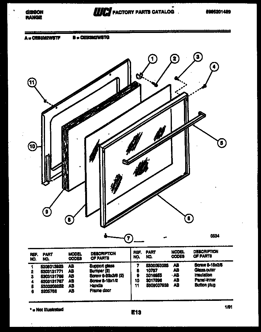 Gibson CEB3M2WSTF door parts diagram