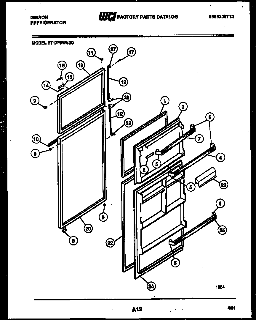 Gibson RT17F6WV3D door parts diagram