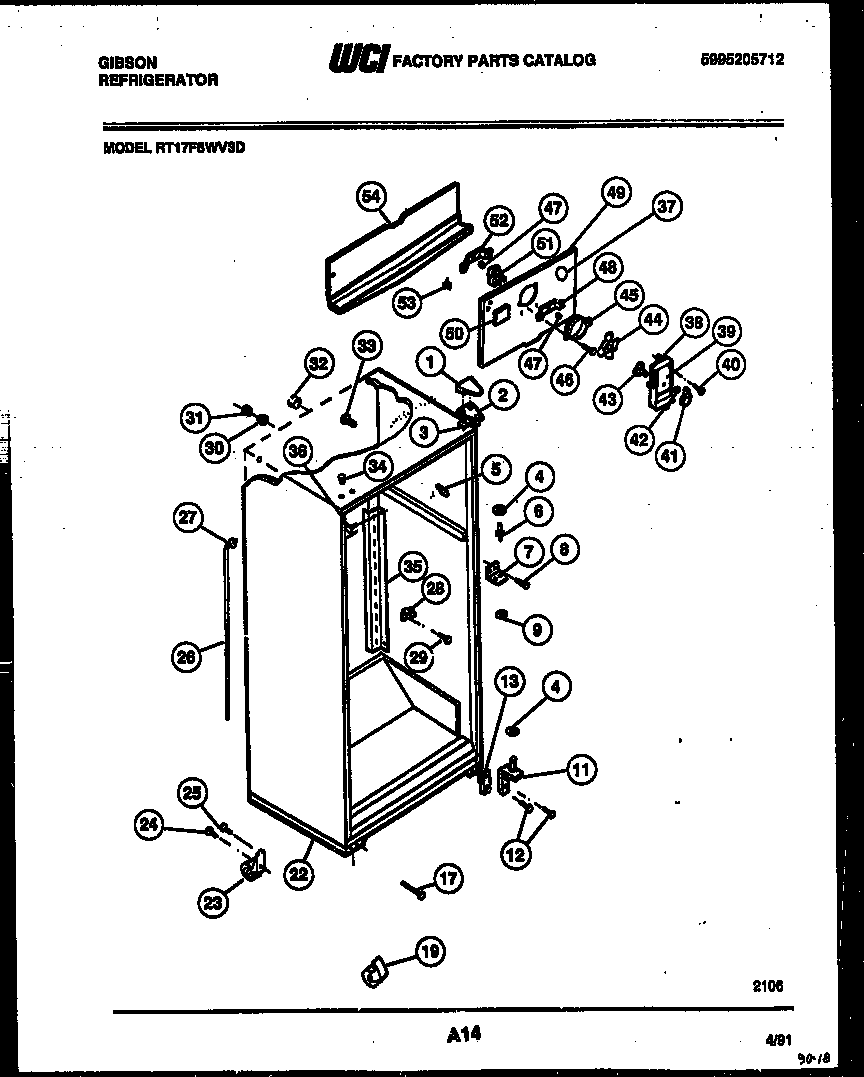 Gibson RT17F6WV3D cabinet parts diagram
