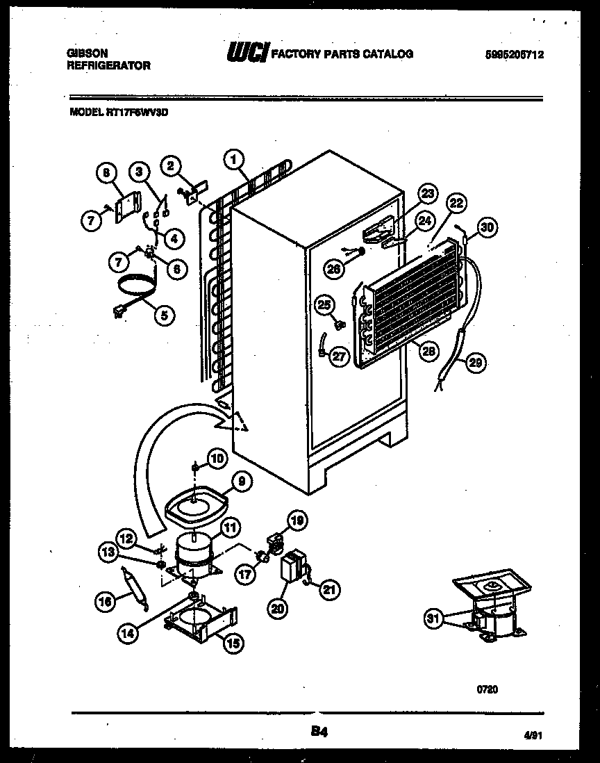 Gibson RT17F6WV3D system and automatic defrost parts diagram