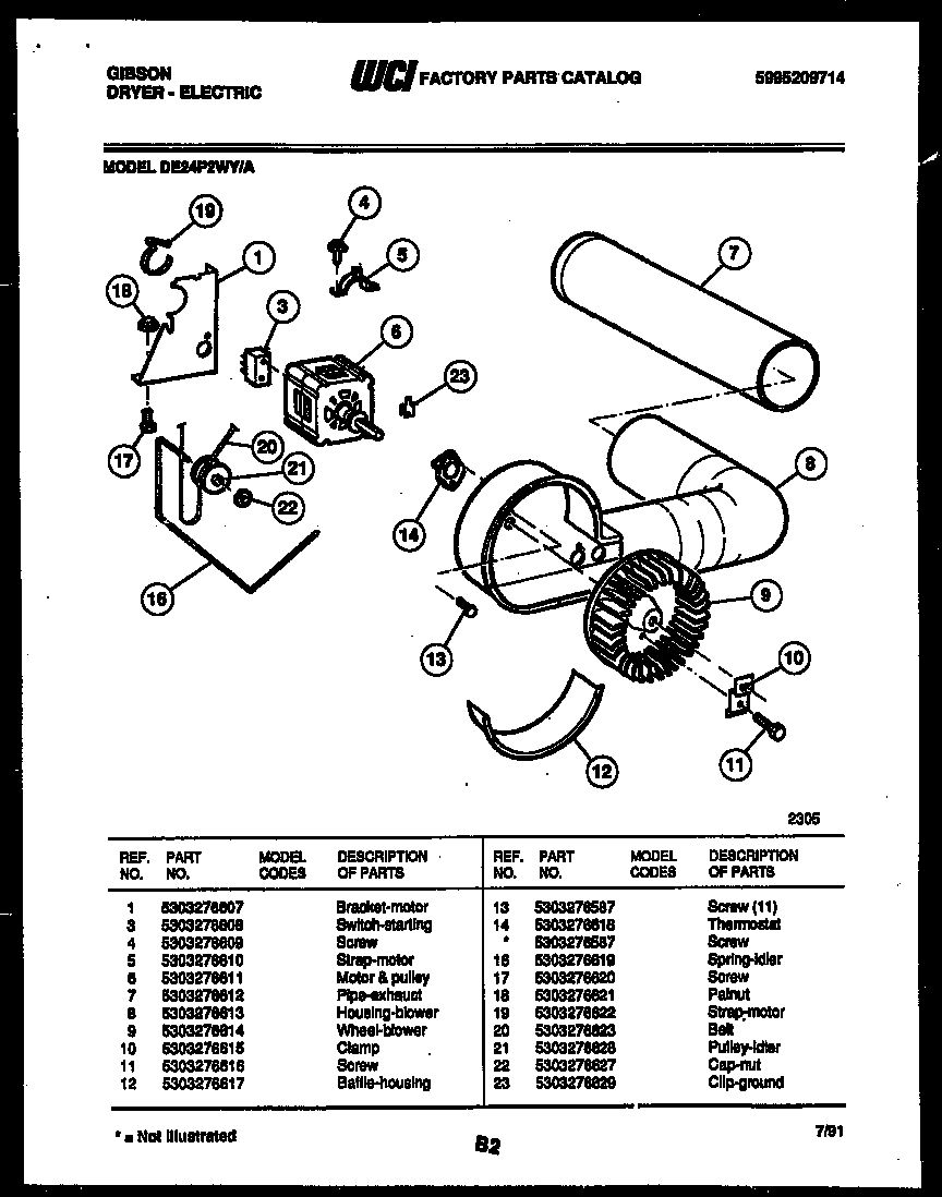 Gibson DE24P2WYA motor and blower diagram