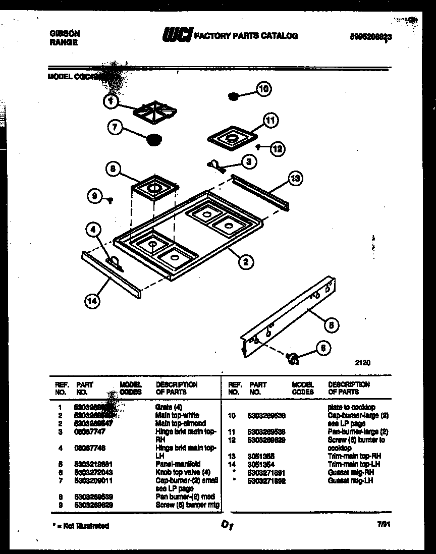 Gibson CGC4S9DXA cooktop parts diagram