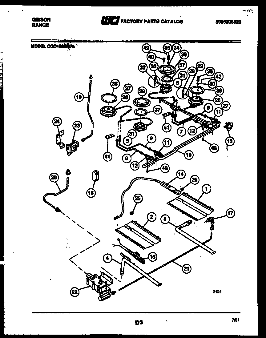 Gibson CGC4S9DXA burner and broiler parts diagram
