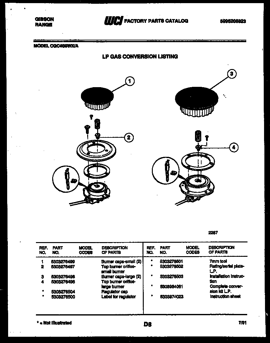 Gibson CGC4S9DXA burner parts diagram
