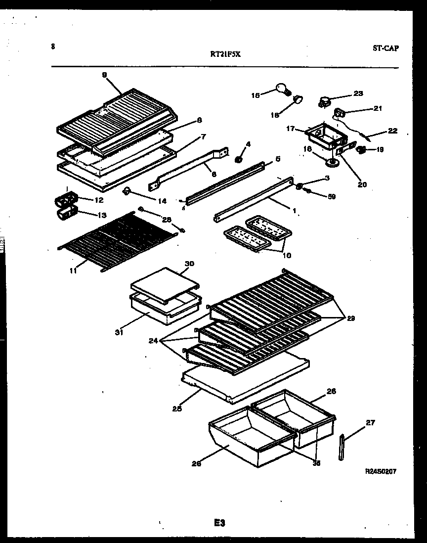 Gibson RT21F5YX3A shelves and supports diagram