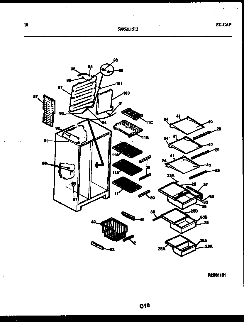 Gibson RS22F9WX1B shelves and supports diagram