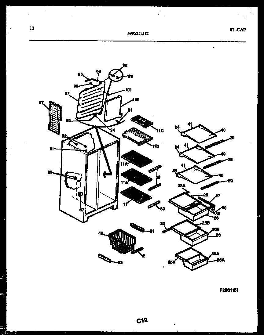 Gibson RS22F9WX1B shelves and supports diagram