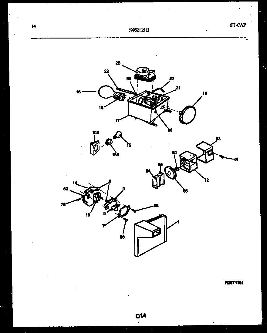 Gibson RS22F9WX1B refrigerator control assembly, damper control assembly and f diagram