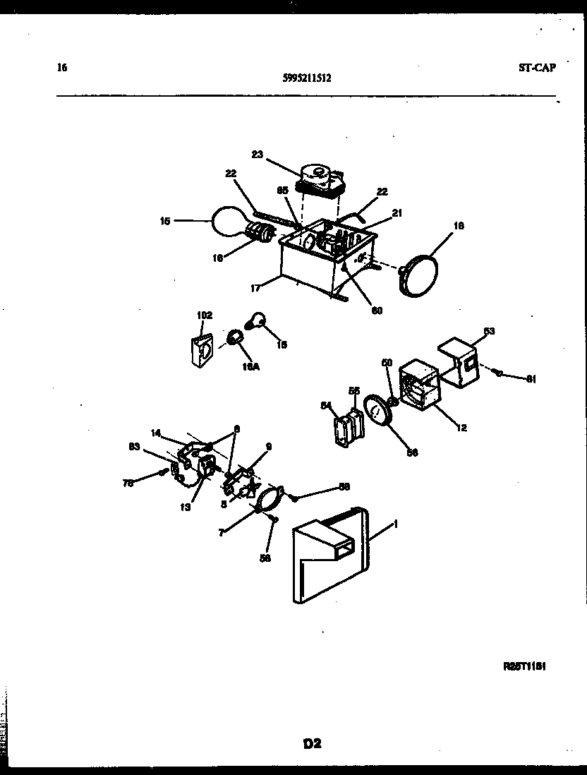 Gibson RS22F9WX1B refrigerator control assembly, damper control assembly and f diagram
