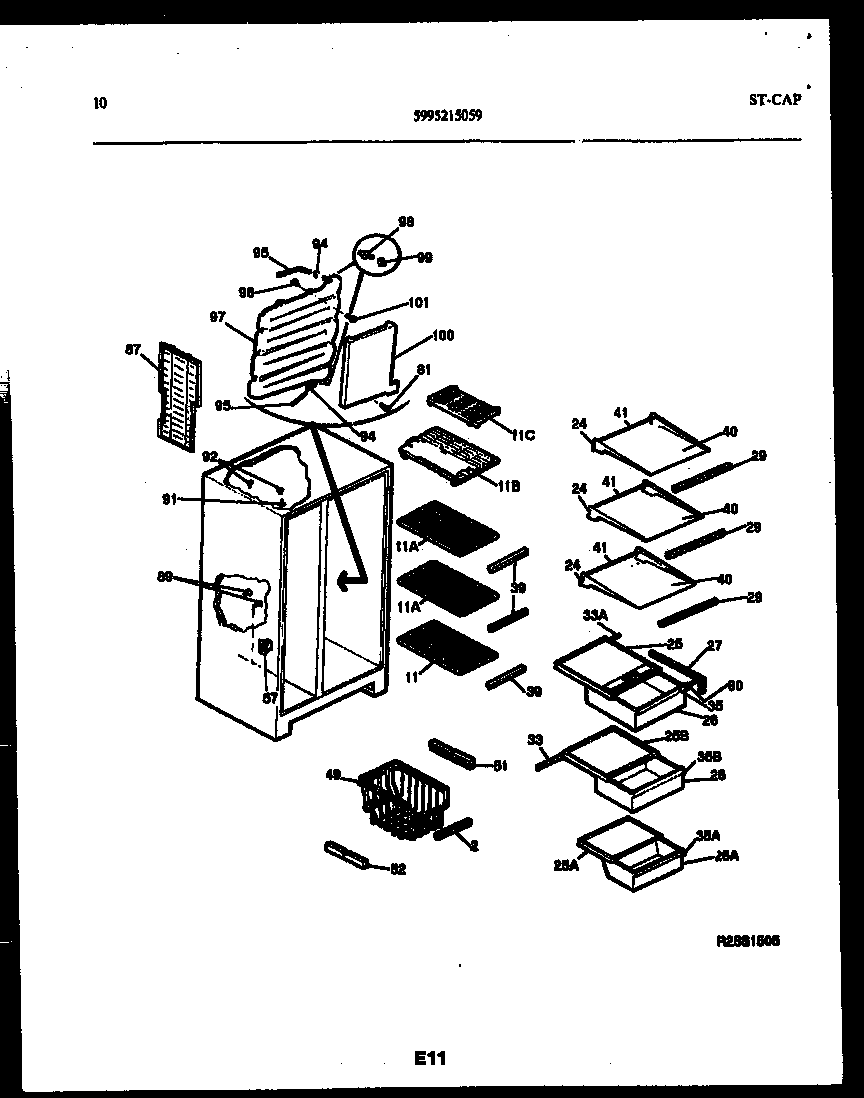 Gibson RS22F9DX1C shelves and supports diagram