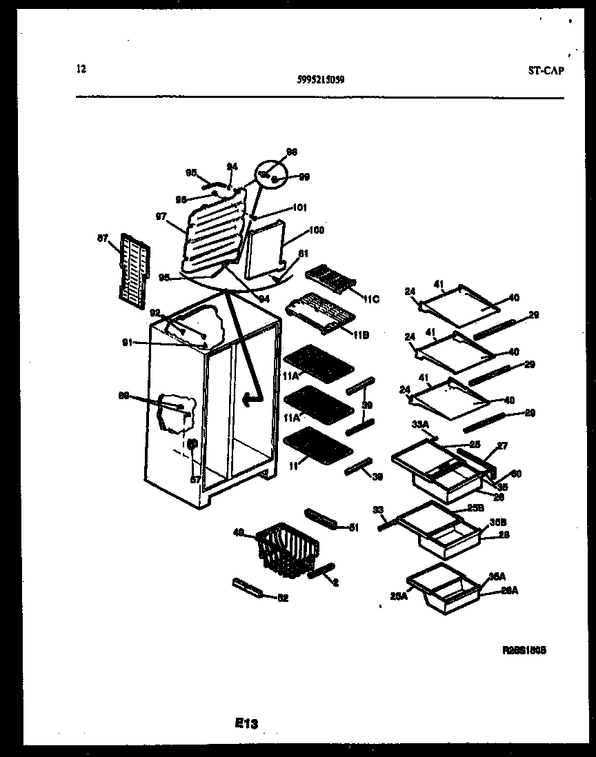 Gibson RS22F9DX1C shelves and supports diagram