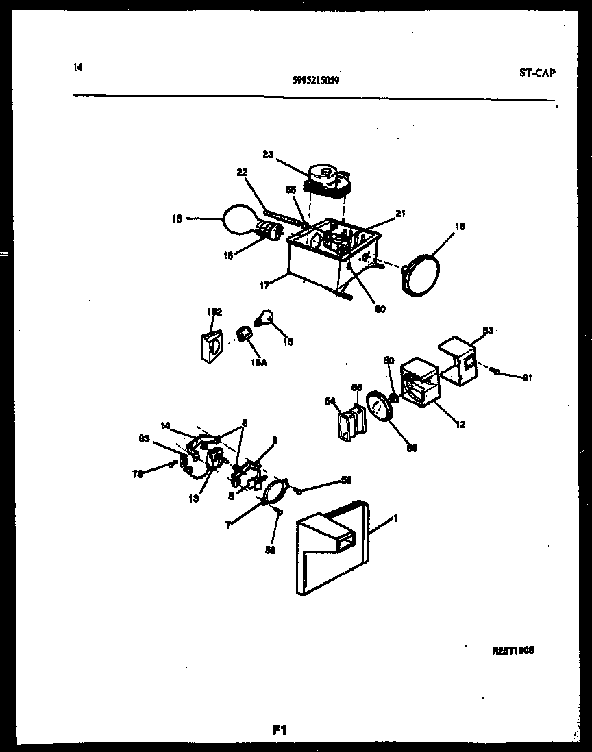 Gibson RS22F9DX1C refrigerator control assembly, damper control assembly and f diagram