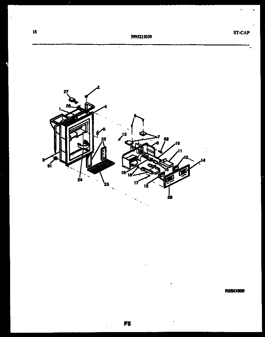 Gibson RS22F9DX1C ice door, dispenser and water tank diagram