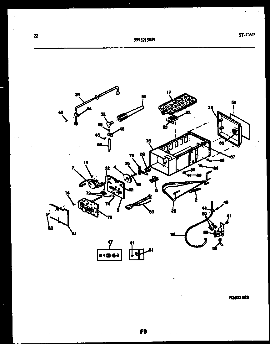 Gibson RS22F9DX1C ice maker and installation parts diagram