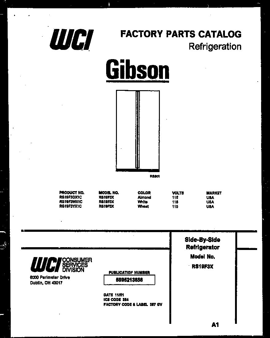 Gibson RS19F3YX1C front cover diagram