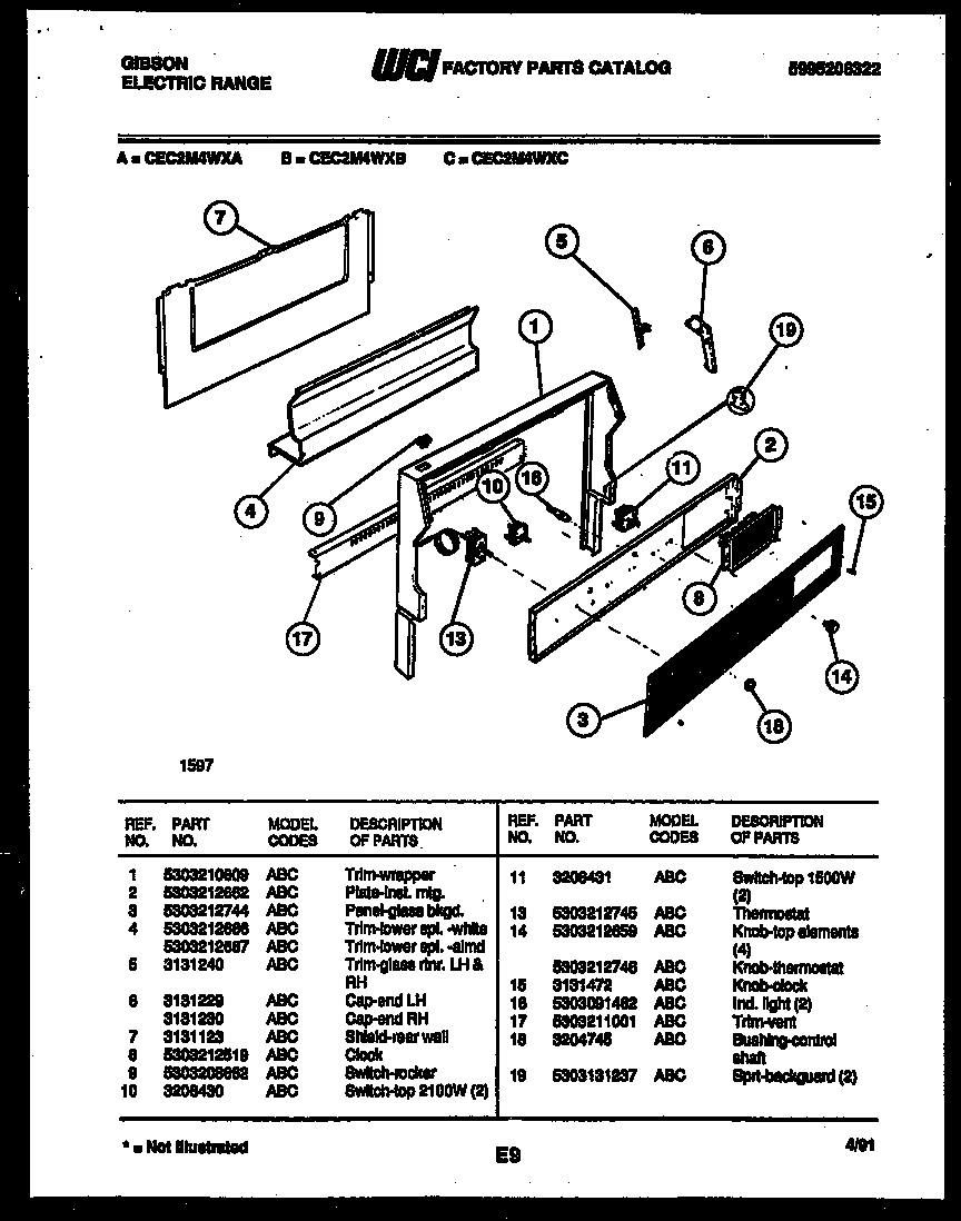 Gibson RS19F3YX1B freezer door parts diagram
