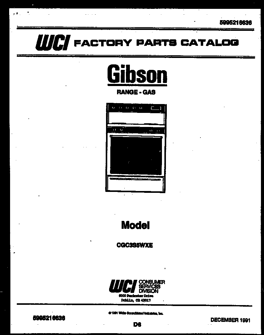 Gibson CGC3S5WXE cover page diagram