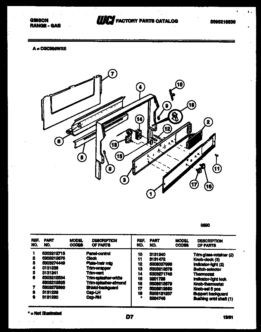 Gibson CGC3S5WXE backguard diagram