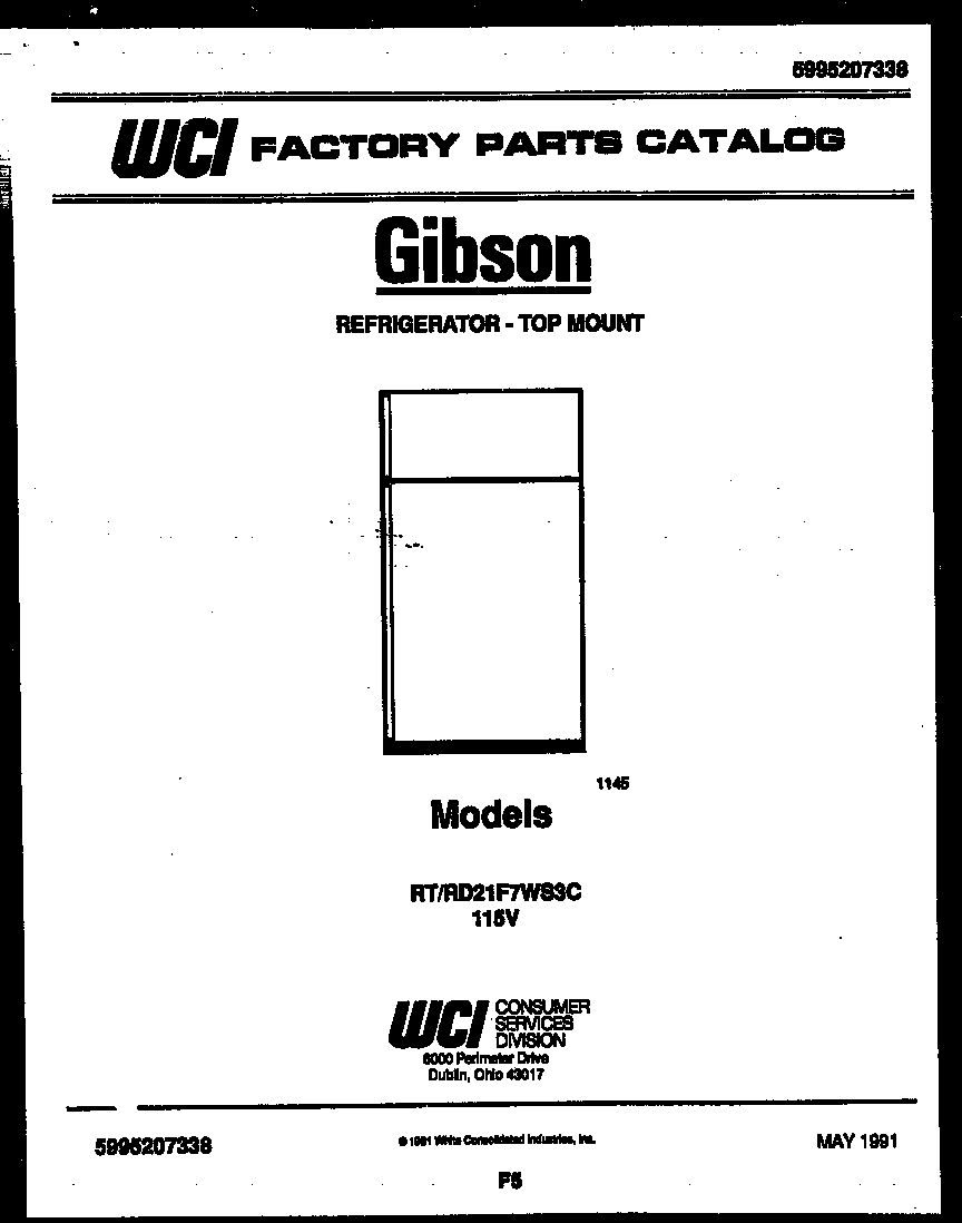 Gibson RD21F7WS3C cover page diagram