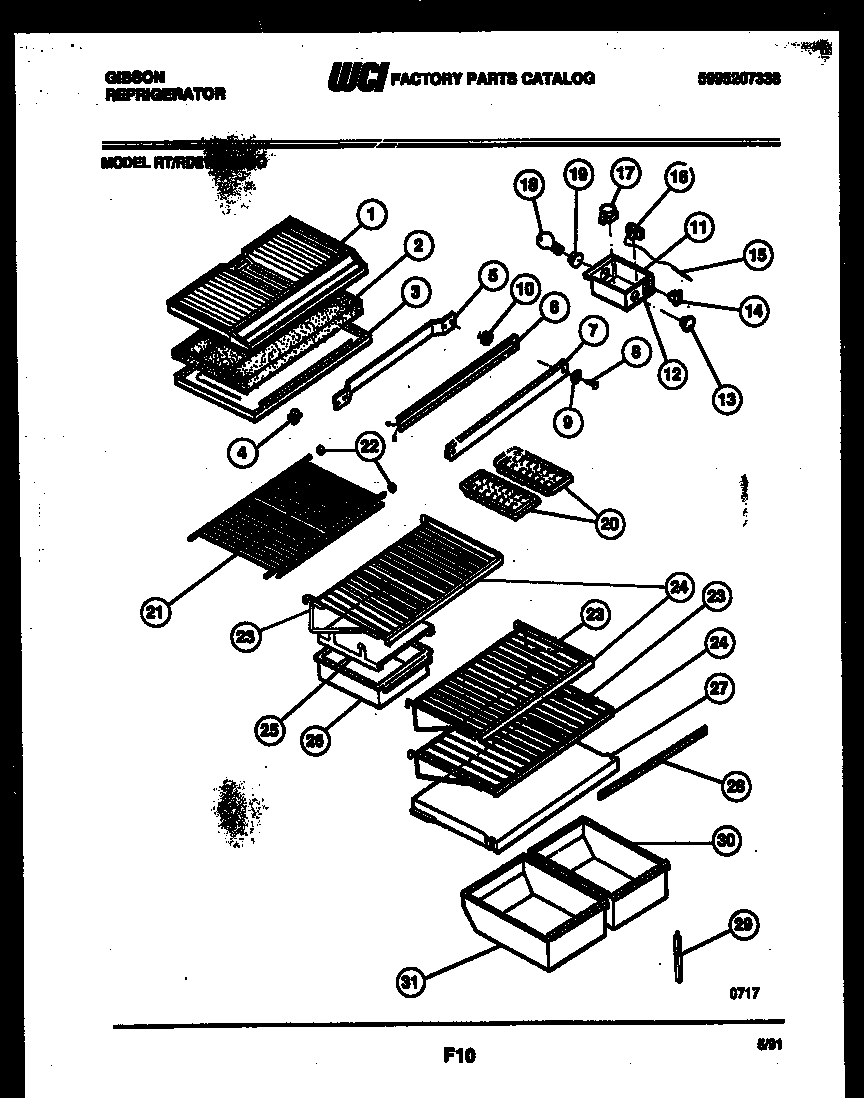 Gibson RD21F7WS3C shelves and supports diagram