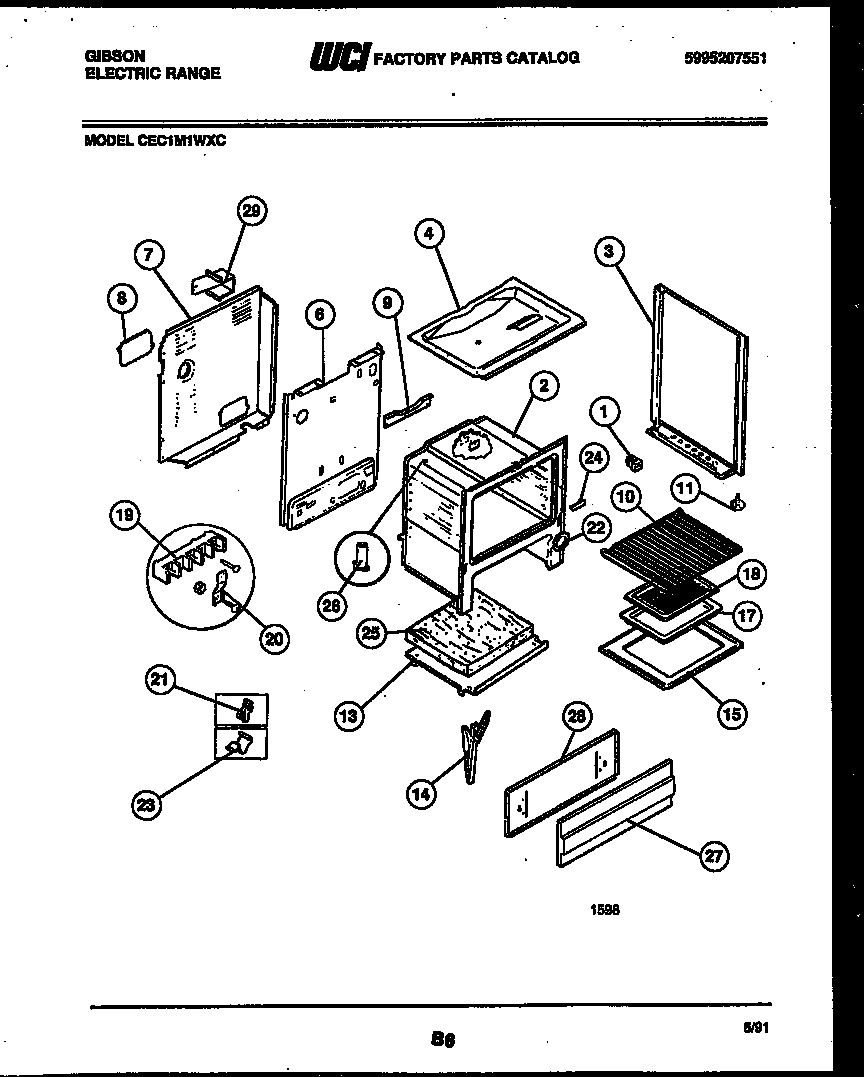 Gibson DG27S6WVFC cabinet and component parts diagram