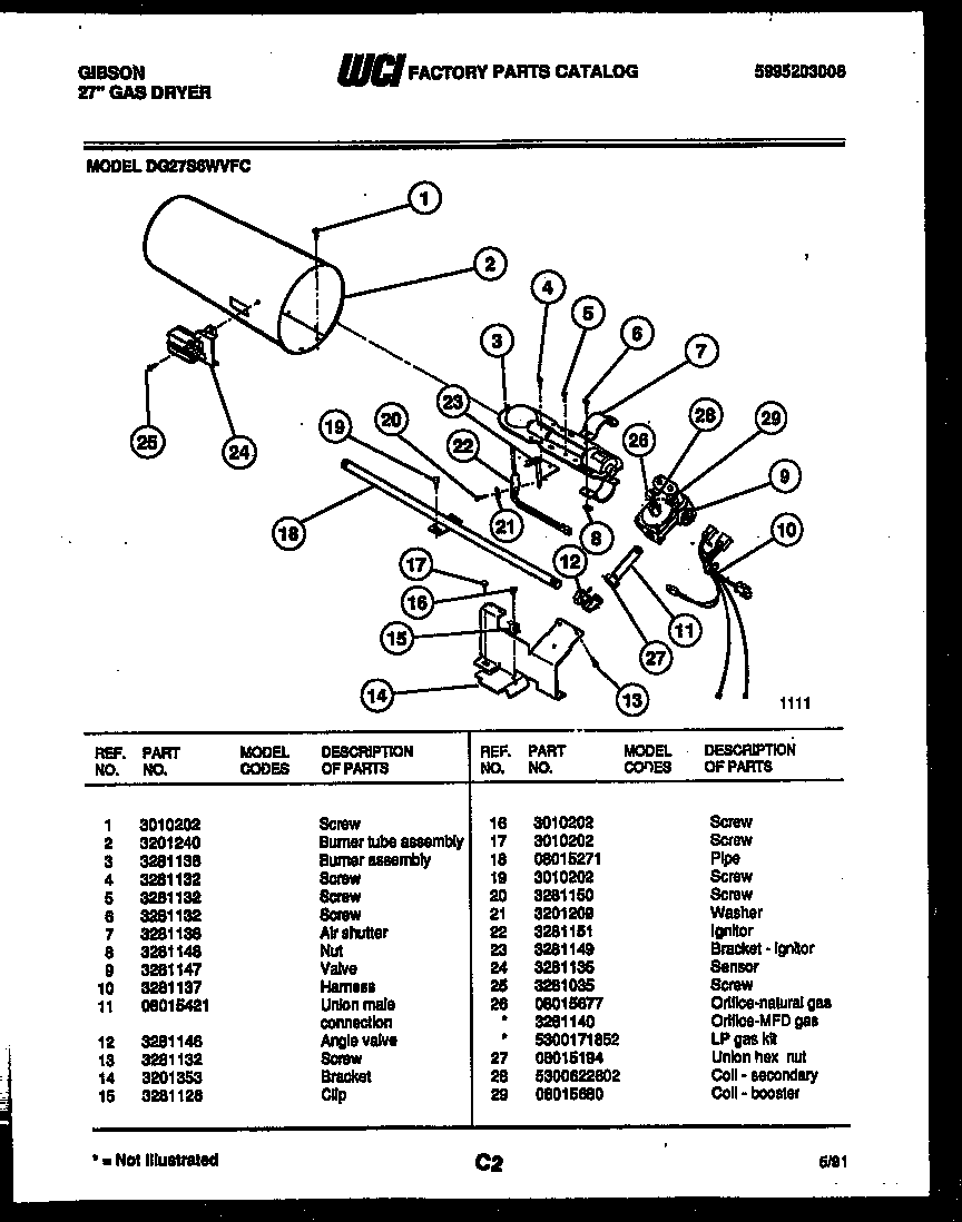 Gibson DG27S6WVFC blower and drive parts diagram