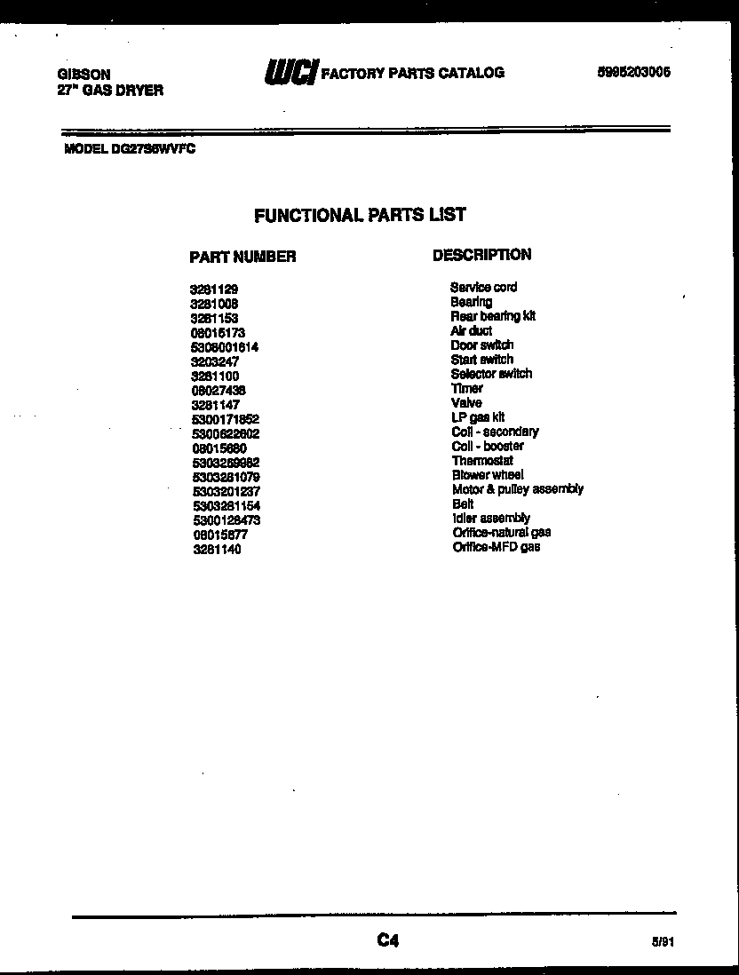 Gibson DE27S6WVFC door parts diagram
