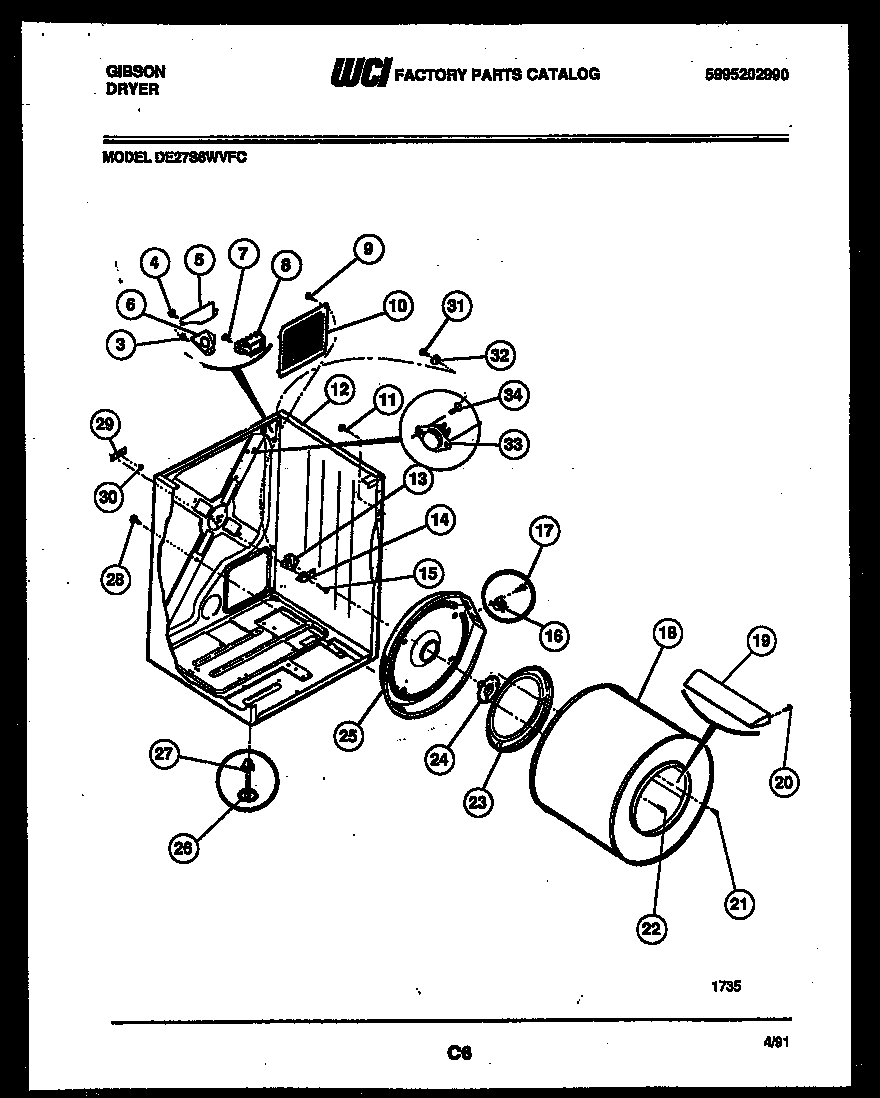 Gibson DE27S6WVFC blower and drive parts diagram