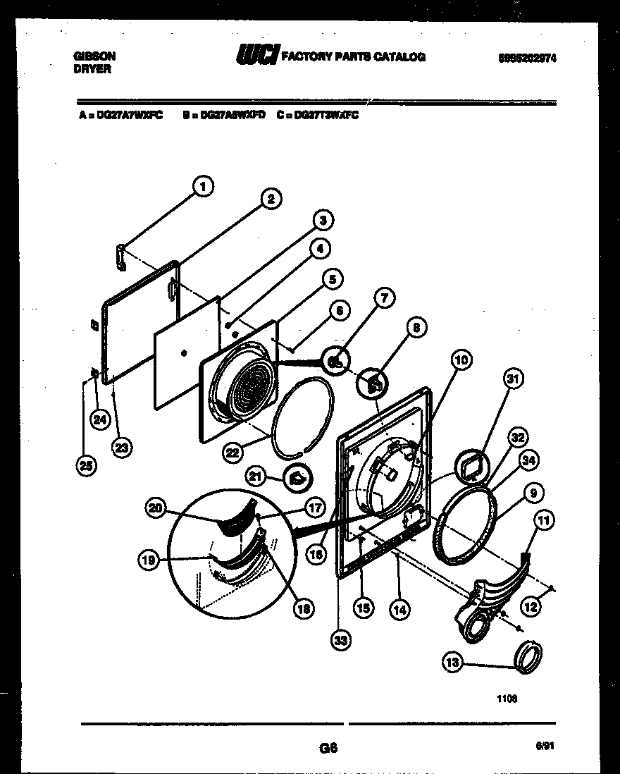 Gibson DG27A5WXFD burner, igniter and valve diagram
