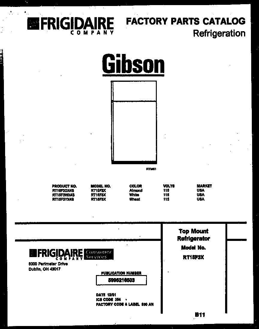 Gibson RT15F3YX4B cover page diagram
