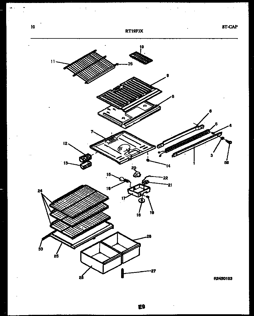 Gibson RT19F3WX3A shelves and supports diagram