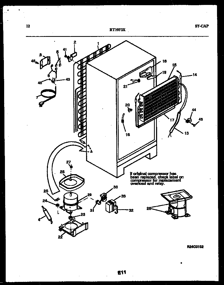 Gibson RT19F3WX3A system and automatic defrost parts diagram