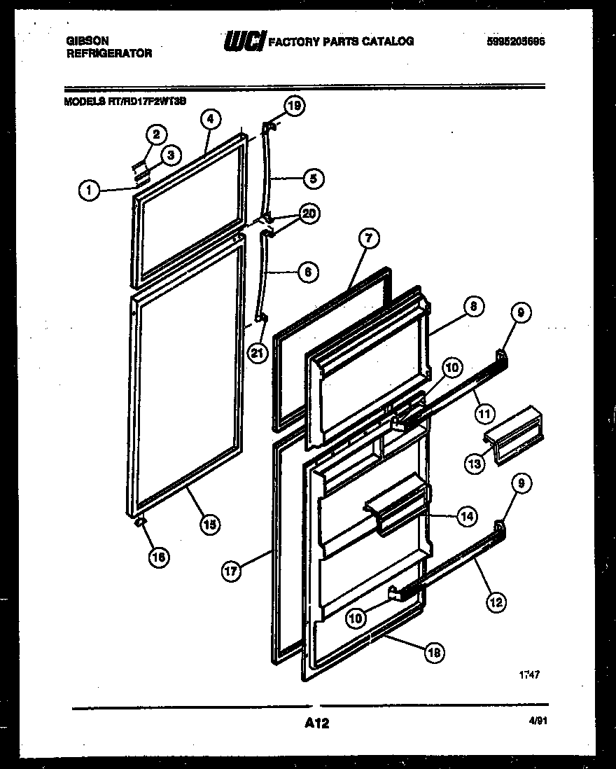 Gibson RD17F2WT3B door parts diagram