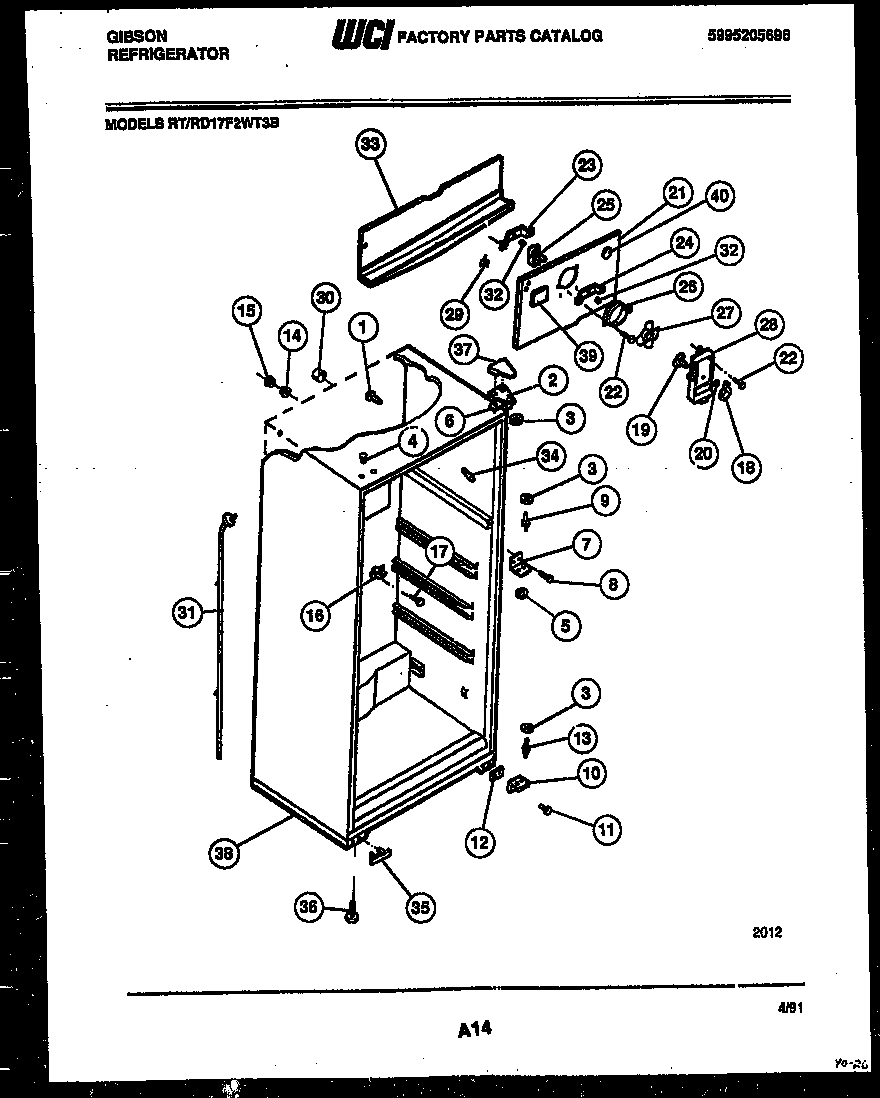 Gibson RD17F2WT3B cabinet parts diagram