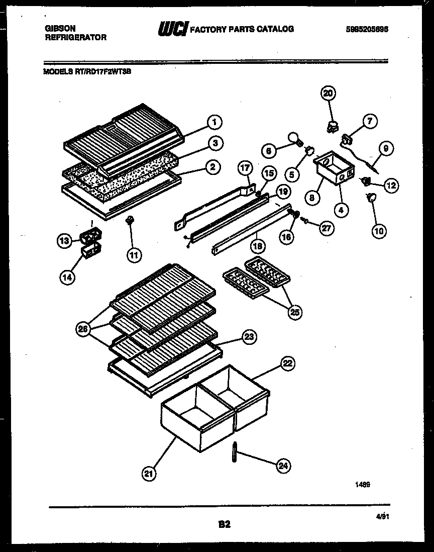 Gibson RD17F2WT3B shelves and supports diagram
