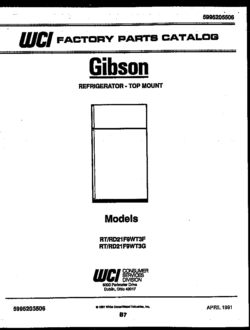 Gibson RT21F9WT3F cover page diagram