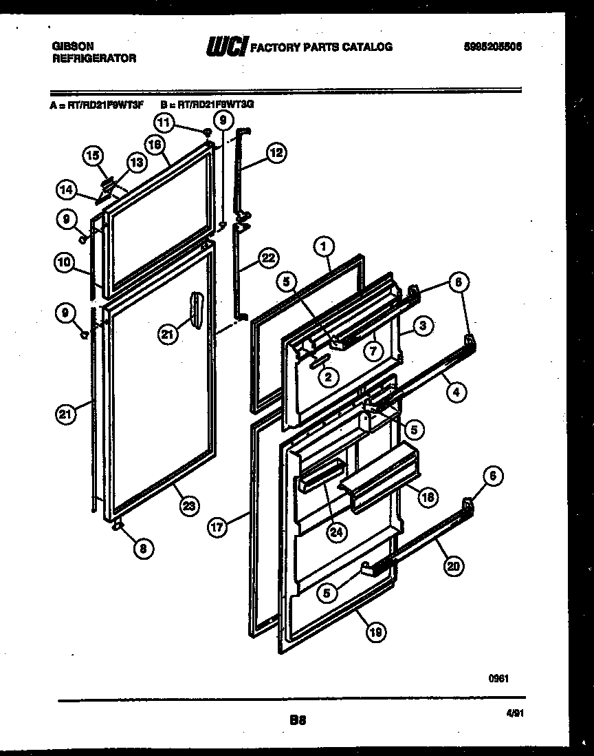 Gibson RT21F9WT3F door parts diagram